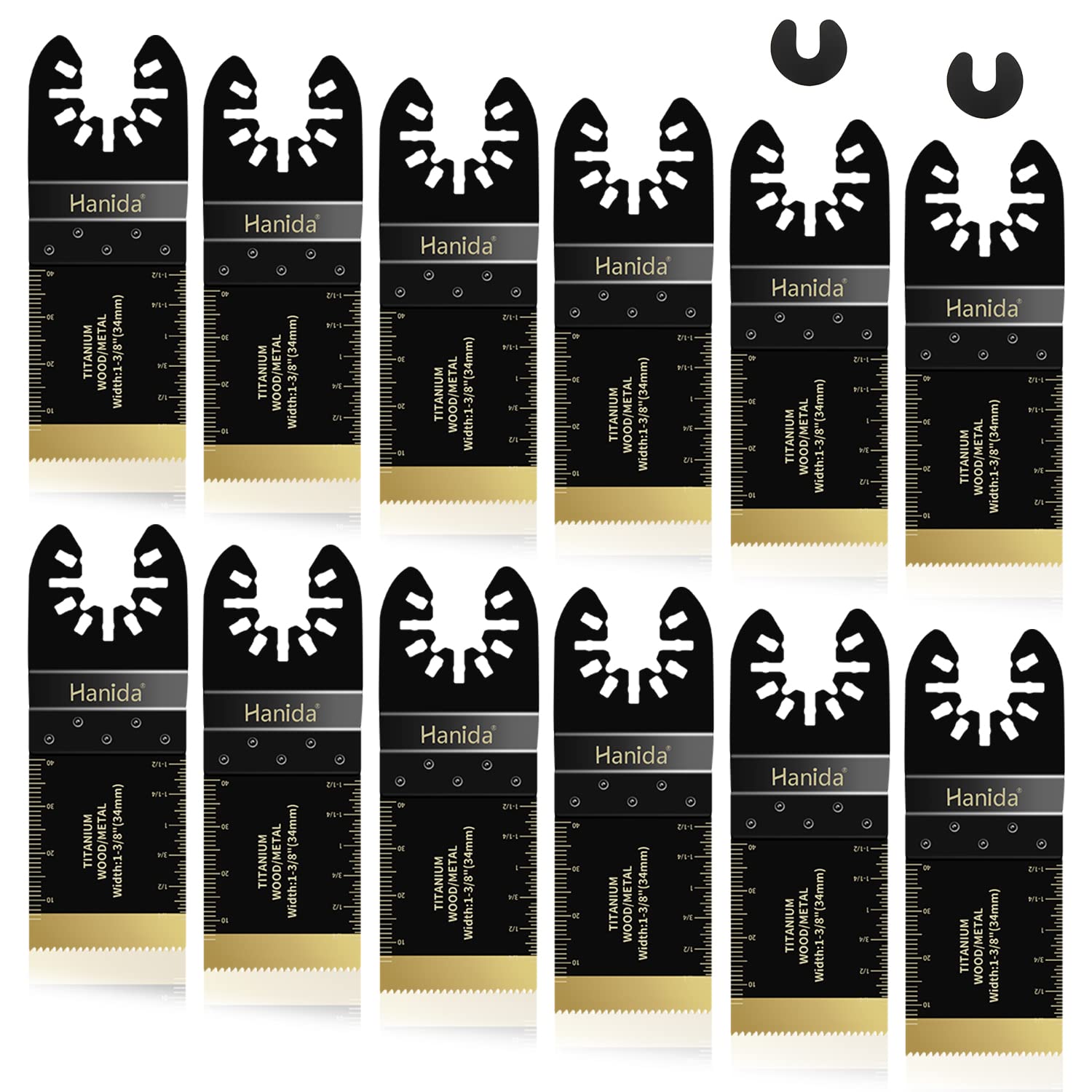 Hanida 12Pcs Titanium Oscillating Tool Blades