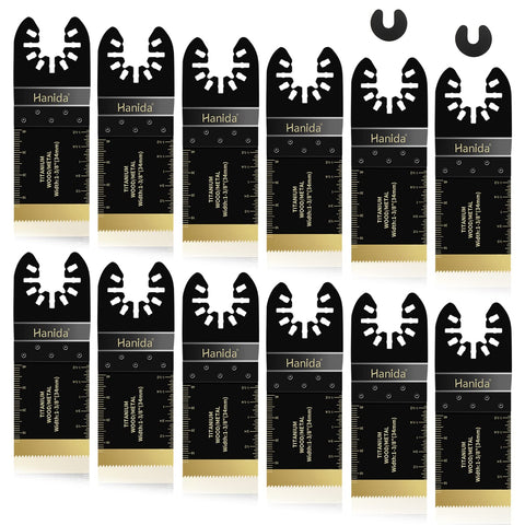 Hanida 12Pcs Titanium Oscillating Tool Blades