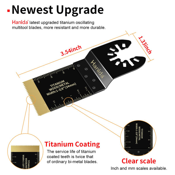 Hanida 12Pcs Titanium Oscillating Tool Blades