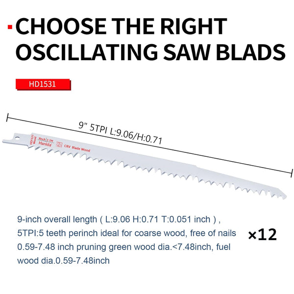 9-Inch Wood Pruning Saw Blades - Wood Cutting Set - 12 Pack