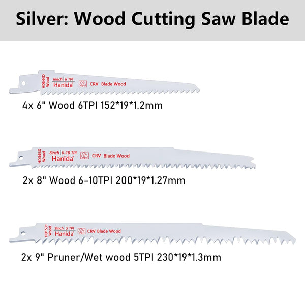 12 Pack-9 Inch, 8 Inch, 6 Inch Pruner Saw Blades Set