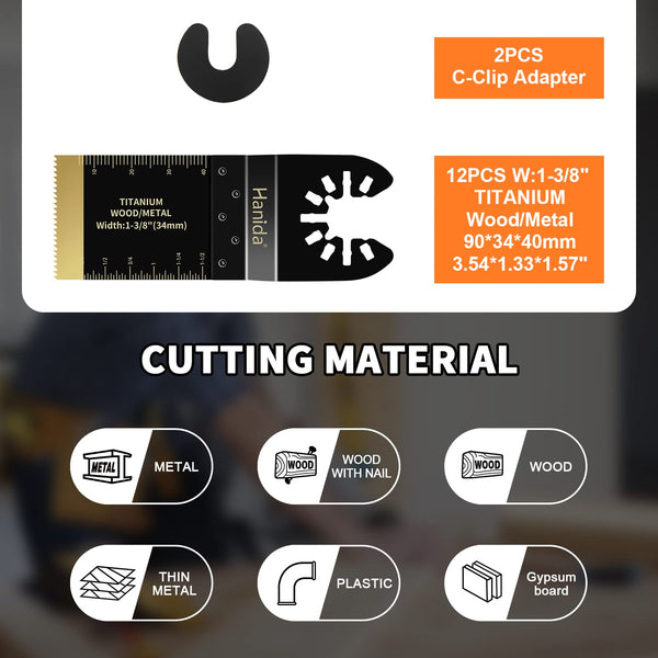 Hanida 12Pcs Titanium Oscillating Tool Blades