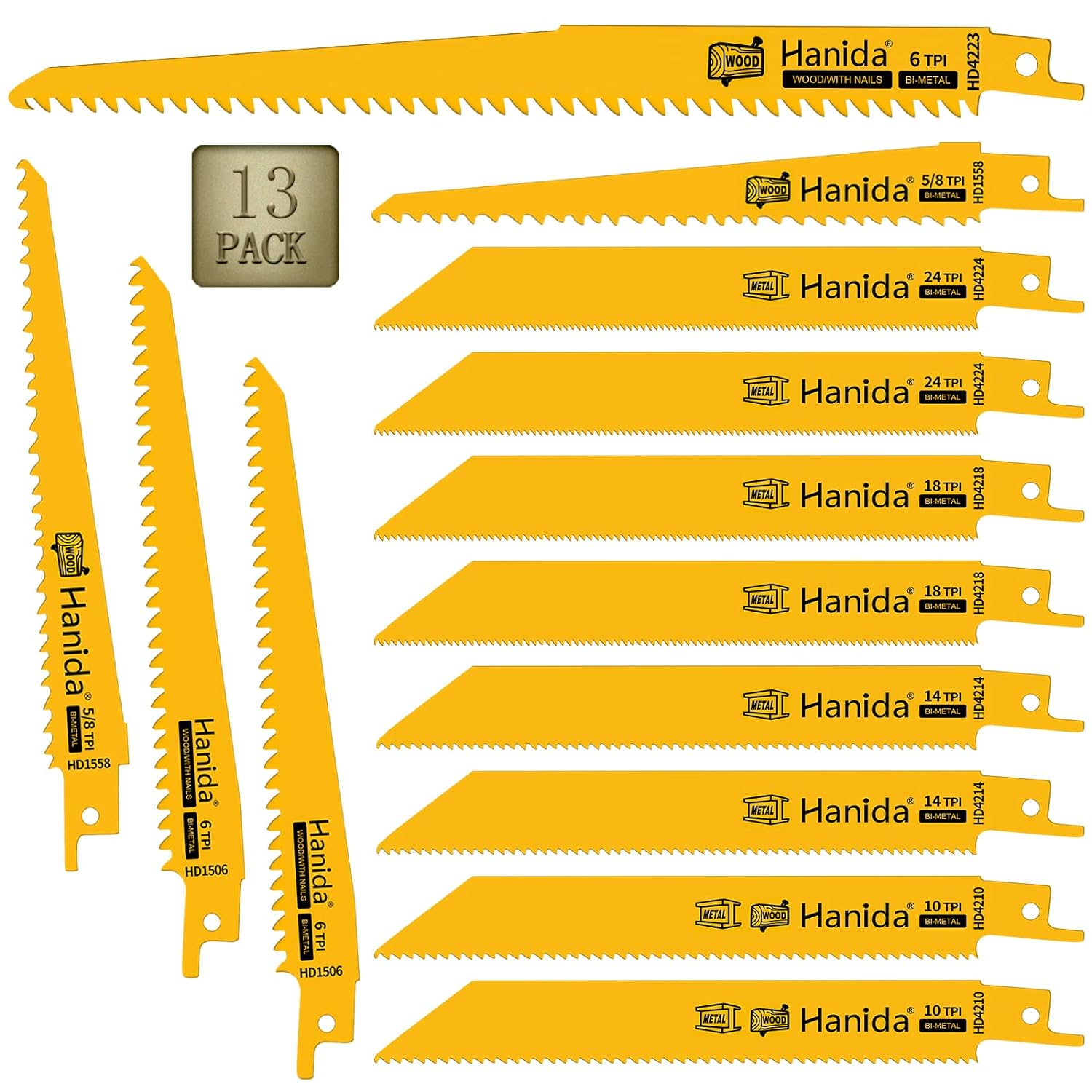13 Pack Wood Reciprocating Saw Blades