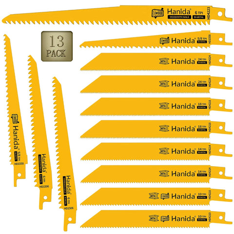 13 Pack Wood Reciprocating Saw Blades