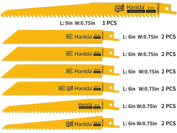 13 Pack Wood Reciprocating Saw Blades